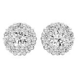 0.45 Carat (ctw) 10K White Gold Round Diamond Ladies Cluster Style Stud Earrings 1/2 CT