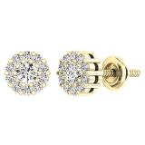 0.45 Carat (ctw) 10K Yellow Gold Round Diamond Ladies Cluster Style Stud Earrings 1/2 CT