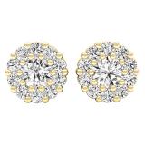 0.45 Carat (ctw) 10K Yellow Gold Round Diamond Ladies Cluster Style Stud Earrings 1/2 CT
