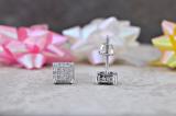 0.25 Carat (ctw) Sterling Silver Round White Diamond Ice Cube Mens Hip Hop Iced Stud Earrings 1/4 CT