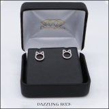 0.25 Carat (ctw) Round White Diamond Cat Ear Stud Earrings for Her (Color I-J Clarity I1-I2) in 14K Rose Gold in Screw Back