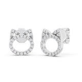 0.25 Carat (ctw) Round White Diamond Cat Ear Stud Earrings for Her (Color I-J Clarity I2-I3) in 925 Sterling Silver in Push Back