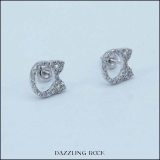 0.25 Carat (ctw) Round White Diamond Cat Ear Stud Earrings for Her (Color I-J Clarity I2-I3) in 925 Sterling Silver in Screw Back