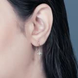 0.15 Carat (ctw) 10K Yellow Gold Round White Diamond Ladies Cross & Heart Drop Earrings
