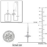 0.15 Carat (ctw) 14K White Gold Round White Diamond Ladies Cross & Heart Drop Earrings