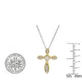 0.30 Carat (ctw) 10K Yellow Gold Princess & Round Diamond Ladies Looping Cross Pendant 1/3 CT
