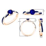 10K Rose Gold Round Blue Sapphire & Diamond Ladies Swirl Split Shank Engagement Ring