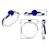 14K White Gold Round Blue Sapphire & Diamond Ladies Swirl Split Shank Engagement Ring