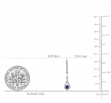 14K White Gold Round Blue Sapphire & White Diamond Ladies Dangling Drop Earrings