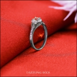 14K White Gold 5 MM Round Morganite & White Diamond Ladies Halo Style Bridal Engagement Ring