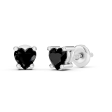 0.50 Carat (cttw) Heart Black Diamond Ladies Stud Earrings 1/2 CT 14K White Gold