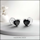 0.50 Carat (cttw) Heart Black Diamond Ladies Stud Earrings 1/2 CT 14K White Gold