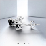 0.50 Carat (cttw) Heart Black Diamond Ladies Stud Earrings 1/2 CT 14K White Gold