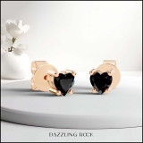 0.50 Carat (cttw) Heart Black Diamond Ladies Stud Earrings 1/2 CT 18K Rose Gold