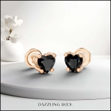 0.50 Carat (cttw) Heart Black Diamond Ladies Stud Earrings 1/2 CT 18K Rose Gold