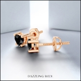 0.50 Carat (cttw) Heart Black Diamond Ladies Stud Earrings 1/2 CT 18K Rose Gold