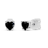 0.50 Carat (cttw) Heart Black Diamond Ladies Stud Earrings 1/2 CT 18K White Gold