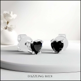 0.50 Carat (cttw) Heart Black Diamond Ladies Stud Earrings 1/2 CT 18K White Gold