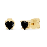 0.50 Carat (cttw) Heart Black Diamond Ladies Stud Earrings 1/2 CT 18K Yellow Gold