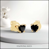 0.50 Carat (cttw) Heart Black Diamond Ladies Stud Earrings 1/2 CT 18K Yellow Gold