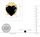 0.50 Carat (cttw) Heart Black Diamond Ladies Stud Earrings 1/2 CT 18K Yellow Gold