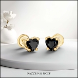 0.50 Carat (cttw) Heart Black Diamond Ladies Stud Earrings 1/2 CT 18K Yellow Gold