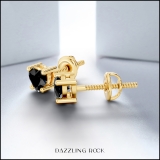 0.50 Carat (cttw) Heart Black Diamond Ladies Stud Earrings 1/2 CT 18K Yellow Gold