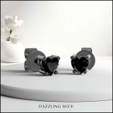 0.50 Carat (ctw) Black Plated Sterling Silver Heart Black Diamond Ladies Stud Earrings 1/2 CT