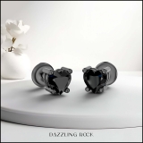 0.50 Carat (ctw) Black Plated Sterling Silver Heart Black Diamond Ladies Stud Earrings 1/2 CT