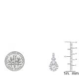Sterling Silver 4 MM Each Round White Sapphire & Diamond Ladies Swirl Drop Earrings