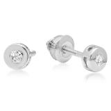 0.10 Carat (ctw) 10K White Gold Round Cut Diamond Bezel Stud Earrings