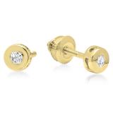 0.10 Carat (ctw) 10K Yellow Gold Round Cut Diamond Bezel Stud Earrings