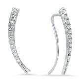 0.50 Carat (ctw) 14K White Gold Round White Diamond Ladies Crawler Climber Earrings 1/2 CT