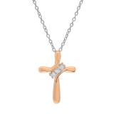 0.10 Carat (ctw) 10K Rose Gold Round White Diamond Ladies Looping Cross Pendant 1/10 CT