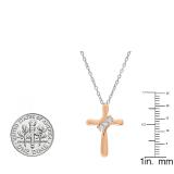 0.10 Carat (ctw) 10K Rose Gold Round White Diamond Ladies Looping Cross Pendant 1/10 CT