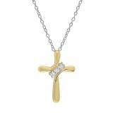 0.10 Carat (ctw) 10K Yellow Gold Round White Diamond Ladies Looping Cross Pendant 1/10 CT