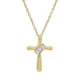 0.10 Carat (ctw) 10K Yellow Gold Round White Diamond Ladies Looping Cross Pendant 1/10 CT