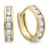 0.50 Carat (ctw) 10K Yellow Gold Round Diamond Ladies Mens Unisex Huggie Hoop Earrings 1/2 CT
