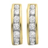 0.50 Carat (ctw) 10K Yellow Gold Round Diamond Ladies Mens Unisex Huggie Hoop Earrings 1/2 CT