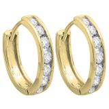 0.50 Carat (ctw) 10K Yellow Gold Round Diamond Ladies Mens Unisex Huggie Hoop Earrings 1/2 CT
