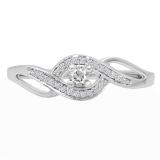 0.12 Carat (ctw) 10K White Gold Round Diamond Ladies Bridal Criss Cross Engagement Promise Ring