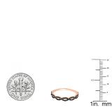 0.20 Carat (ctw) 10K Rose Gold Round Black Diamond Ladies Swirl Anniversary Wedding Band Stackable Ring 1/5 CT