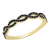 0.20 Carat (ctw) 10K Yellow Gold Round Black Diamond Ladies Swirl Anniversary Wedding Band Stackable Ring 1/5 CT