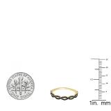 0.20 Carat (ctw) 10K Yellow Gold Round Black Diamond Ladies Swirl Anniversary Wedding Band Stackable Ring 1/5 CT