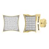 0.30 Carat (ctw) 18K Yellow Gold Plated Sterling Silver Round Diamond Mens Stud Earrings 1/3 CT