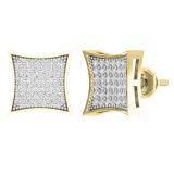 0.30 Carat (ctw) 18K Yellow Gold Plated Sterling Silver Round Diamond Mens Stud Earrings 1/3 CT