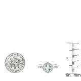 10K White Gold 5.5 MM Cushion Aquamarine & Round Diamond Ladies Halo Engagement Ring