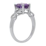 14K White Gold 9X7 MM Oval Amethyst And Round Diamond Ladies Bridal Engagement Ring