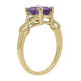 14K Yellow Gold 9X7 MM Oval Amethyst And Round Diamond Ladies Bridal Engagement Ring