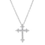 0.25 Carat (ctw) 14K White Gold Round Diamond Ladies Cross Pendant 1/4 CT (Silver Chain Included)